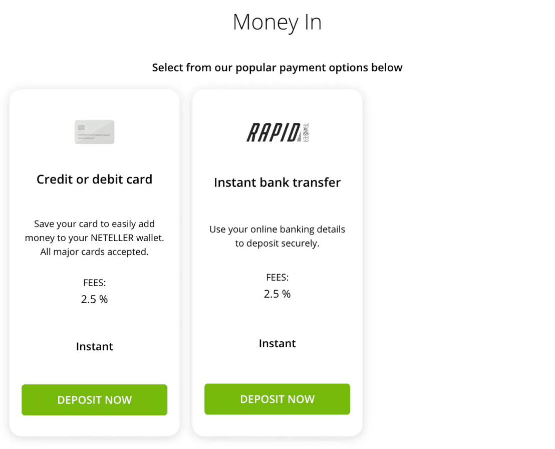 Check Neteller deposit limits - step 1